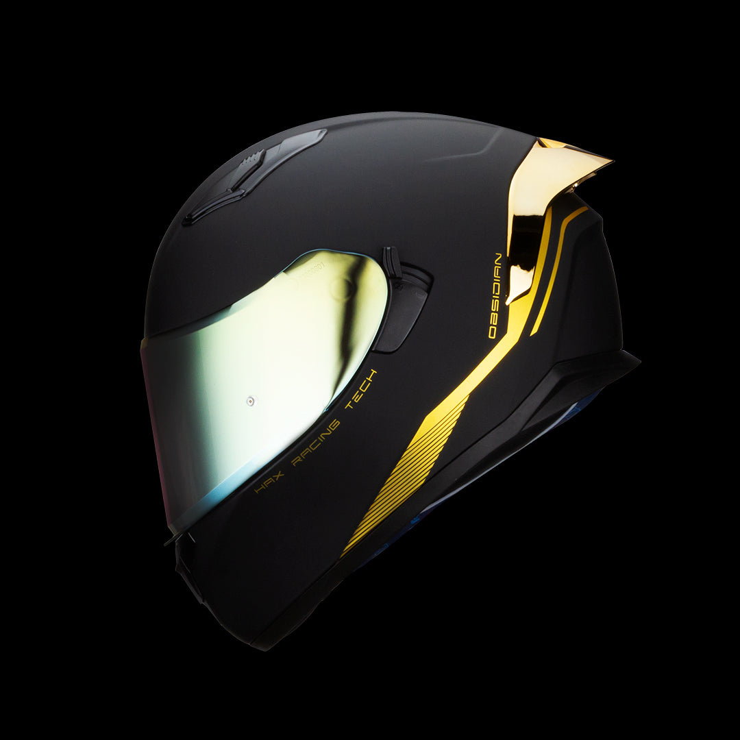 Casco Integral Obsidian Negro Oro Acabado Mate – Cascos Hax