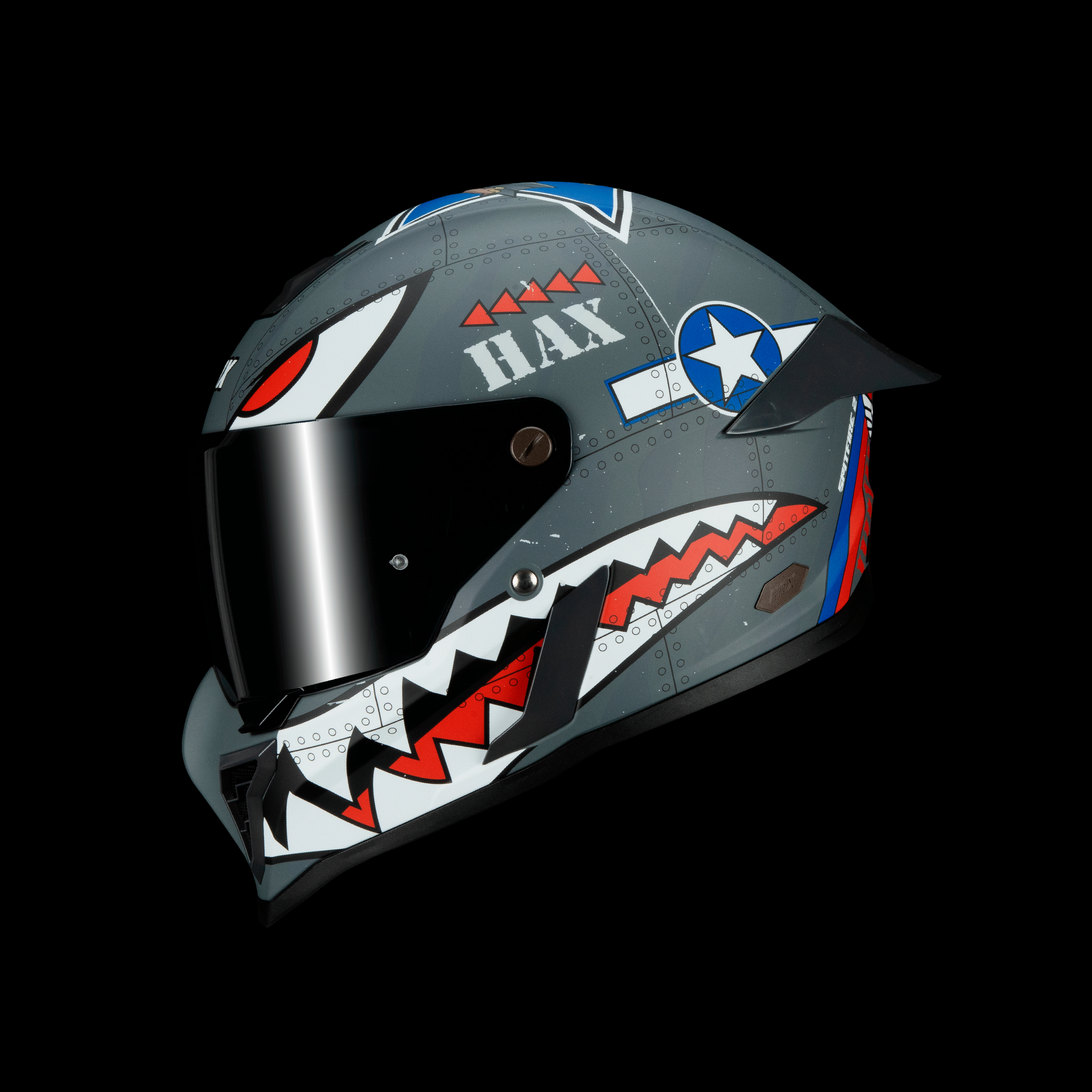 Casco Integral Black Pearl Spitfire Gris Mate – Cascos Hax