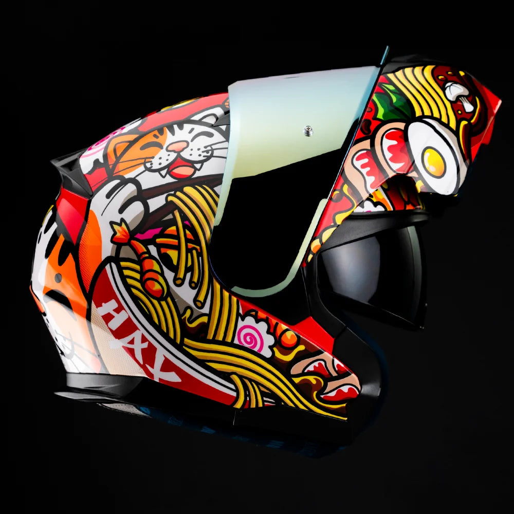 Casco Abatible Amatista Maneki Neko Rojo Acabado Brillante - Casco Para Moto