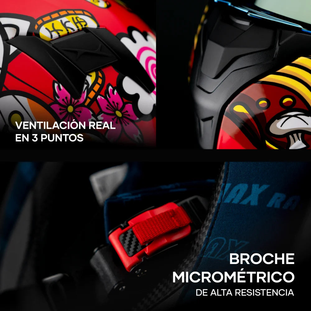 Casco Abatible Amatista Maneki Neko Rojo Acabado Brillante - Casco Para Moto