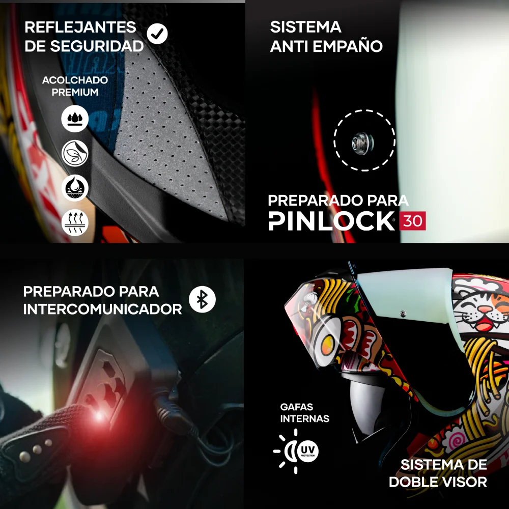 Casco Abatible Amatista Maneki Neko Rojo Acabado Brillante - Casco Para Moto