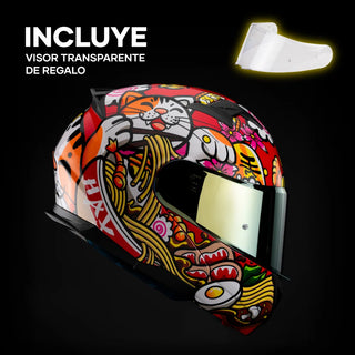 Casco Abatible Amatista Maneki Neko Rojo Acabado Brillante - Casco Para Moto