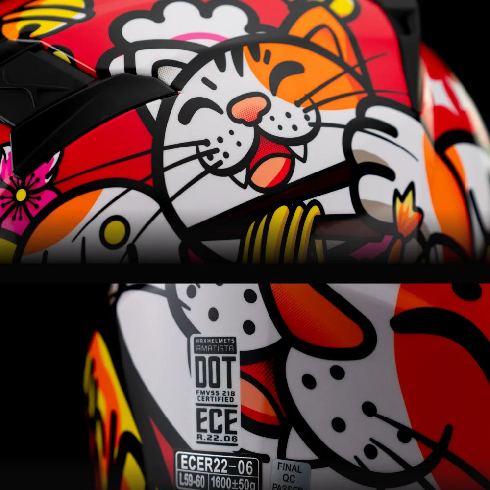 Casco Abatible Amatista Maneki Neko Rojo Acabado Brillante - Casco Para Moto