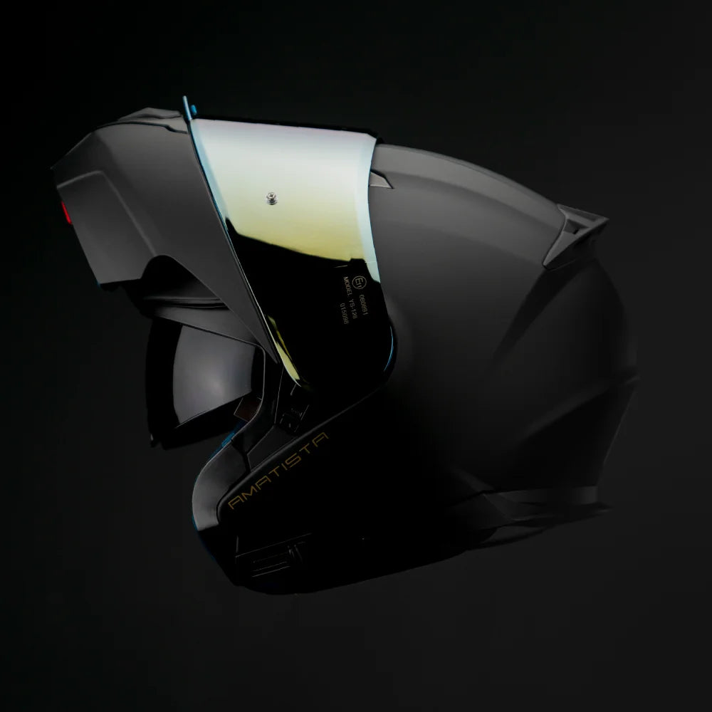 Casco Abatible Amatista Negro Dorado Acabado Matte - Casco Para Moto