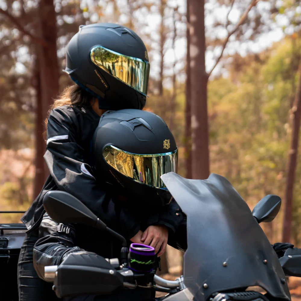 Casco Abatible Amatista Negro Dorado Acabado Matte - Casco Para Moto