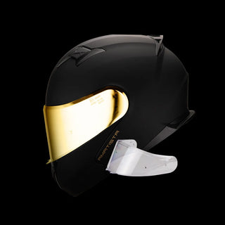 Casco Abatible Amatista Negro Dorado Acabado Matte - Casco Para Moto