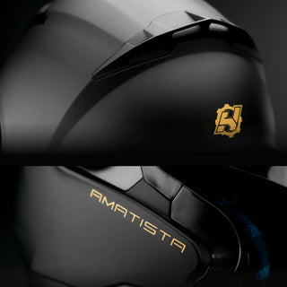 Casco Abatible Amatista Negro Dorado Acabado Matte - Casco Para Moto