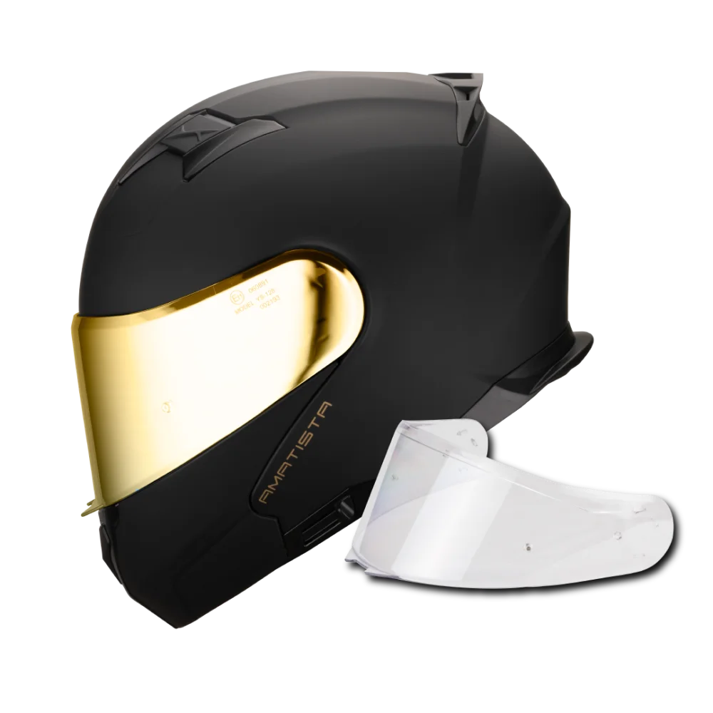 Casco Abatible Amatista Negro Dorado Acabado Matte - Casco Para Moto