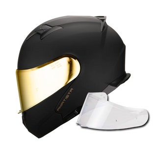 Casco Abatible Amatista Negro Dorado Acabado Matte - Casco Para Moto