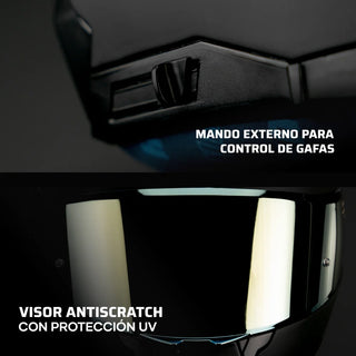 Casco Abatible Amatista Negro Dorado Acabado Matte - Casco Para Moto