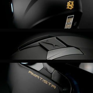 Casco Abatible Amatista Negro Dorado Acabado Matte - Casco Para Moto