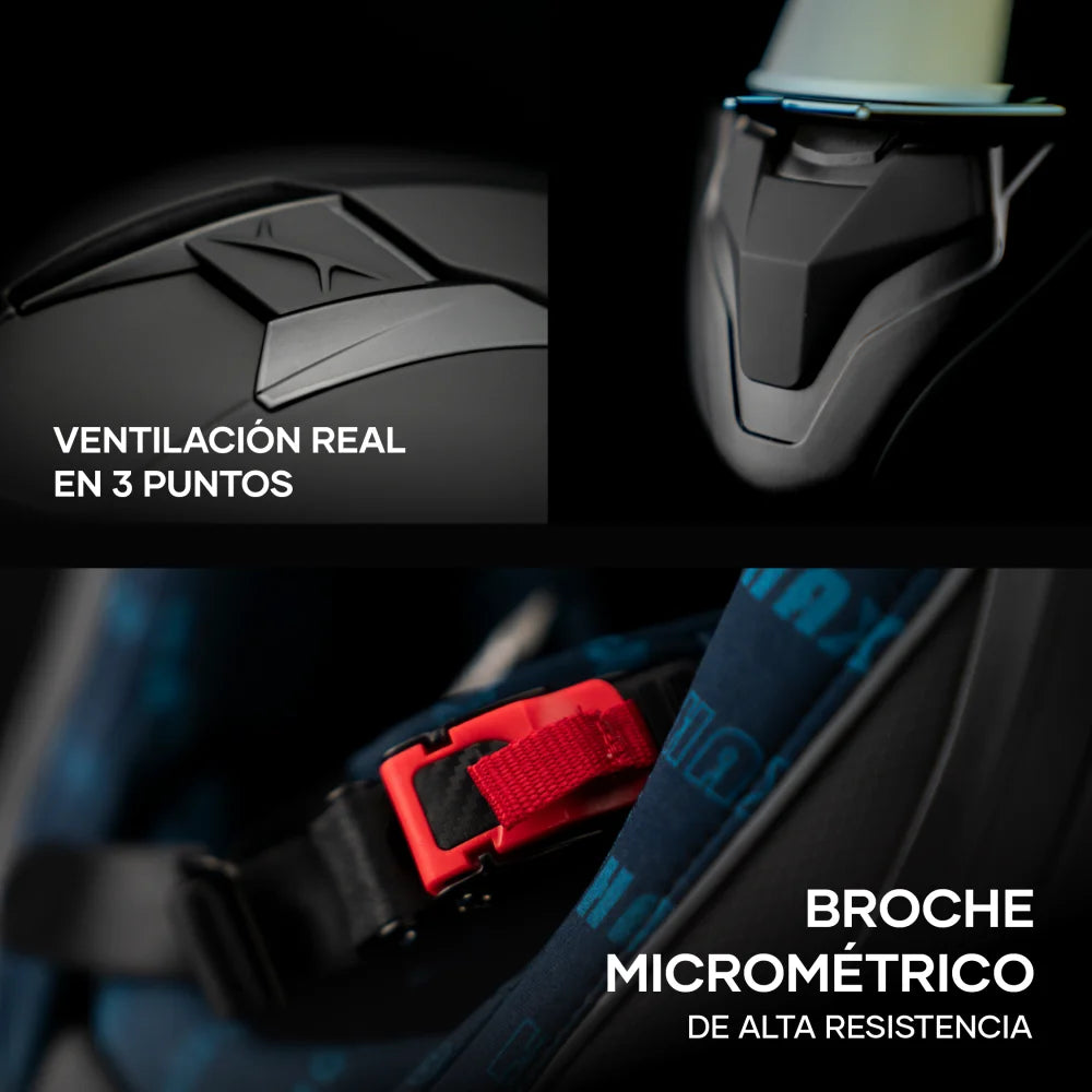 Casco Abatible Amatista Negro Dorado Acabado Matte - Casco Para Moto