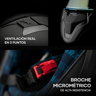 Casco Abatible Amatista Negro Dorado Acabado Matte - Casco Para Moto