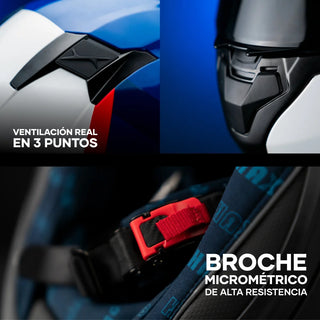 Casco Abatible Amatista Wind Blanco Azul y Rojo Acabado Brillo - Casco Para Moto