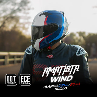 Casco Abatible Amatista Wind Blanco Azul y Rojo Acabado Brillo - Casco Para Moto