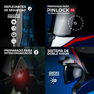 Casco Abatible Amatista Wind Blanco Azul y Rojo Acabado Brillo - Casco Para Moto