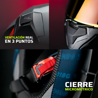 Casco Abatible Amatista Wind Negro Rojo Acabado Brillo - Casco Para Moto