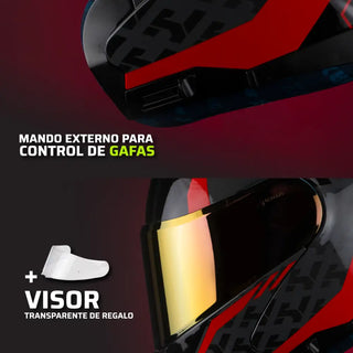 Casco Abatible Amatista Wind Negro Rojo Acabado Brillo - Casco Para Moto