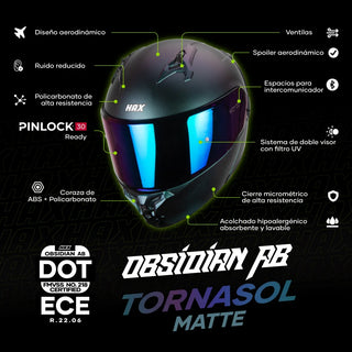 Casco Abatible Obsidian Aurora Acabado Matte - Casco Para Moto
