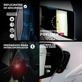 Casco Abatible Obsidian Blanco Dorado Brillo - Casco Para Moto