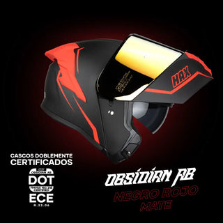 Casco Abatible Obsidian Negro Rojo Matte - Casco Para Moto
