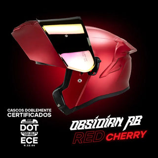 Casco Abatible Obsidian Rojo Cherry Solido Acabado Matte - Casco Para Moto
