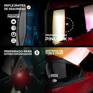 Casco Abatible Obsidian Rojo Cherry Solido Acabado Matte - Casco Para Moto