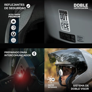 Casco Abierto Emerald 3/4 Gris Concreto Acabado Brillante - Casco Para Moto