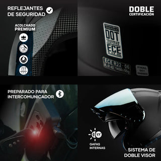 Casco Abierto Emerald 3/4 Negro Acabado Matte - Casco Para Moto