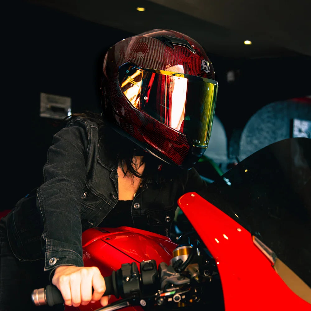 Casco Force Carbon Camuflage Scarlet - Casco Para Moto