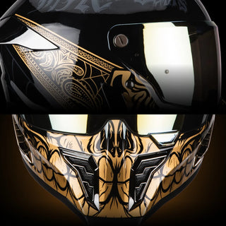 closeup-details-of-hax-black-pearl-bandit-gold-helmet-safety-features-and-nightvision-visor