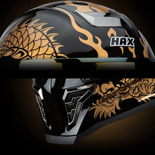 Casco Integral Black Pearl Dragon Dorado Acabado Brillo - Casco Para Moto