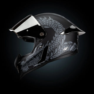 Casco Integral Black Pearl Dragon Gris Acabado Matte - Casco Para Moto