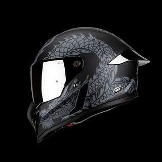Casco Integral Black Pearl Dragon Gris Acabado Matte - Casco Para Moto