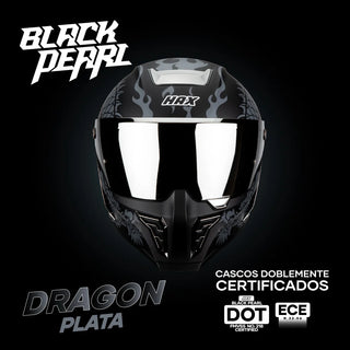 Casco Integral Black Pearl Dragon Gris Acabado Matte - Casco Para Moto