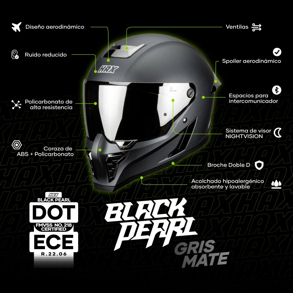 Casco Integral Black Pearl Gun Metal Acabado Matte - Casco Para Moto