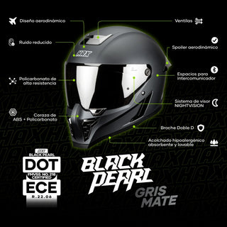Casco Integral Black Pearl Gun Metal Acabado Matte - Casco Para Moto