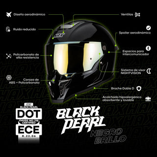 Casco Integral Black Pearl Negro Acabado Brillo - Casco Para Moto