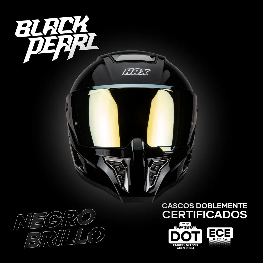 Casco Integral Black Pearl Negro Acabado Brillo - Casco Para Moto