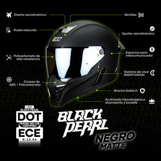 Casco Integral Black Pearl Negro Acabado Matte - Casco Para Moto