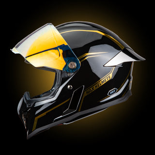 Casco Integral Black Pearl Negro Dorado Brillo Dot Ece - Casco Para Moto