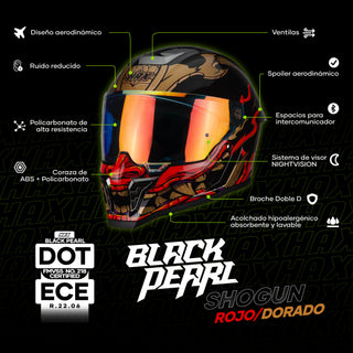 Casco Integral Black Pearl Shogun Acabado Brillo - Casco Para Moto