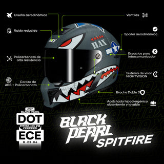 Casco Integral Black Pearl Spitfire Gris Mate - Casco Para Moto