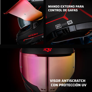 Casco Integral Force Negro Rojo Acabado Matte - Casco Para Moto