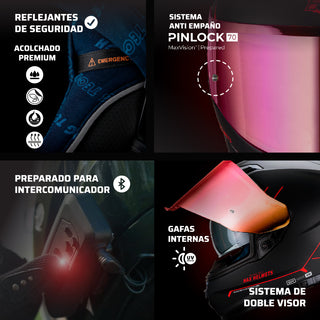 Casco Integral Force Negro Rojo Acabado Matte - Casco Para Moto