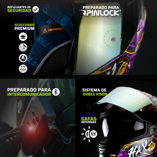 Casco Integral Force Shen Long Morado Acabado brillo - Casco Para Moto