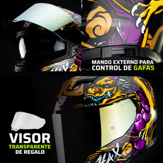 Casco Integral Force Shen Long Morado Acabado brillo - Casco Para Moto