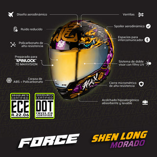 Casco Integral Force Shen Long Morado Acabado brillo - Casco Para Moto