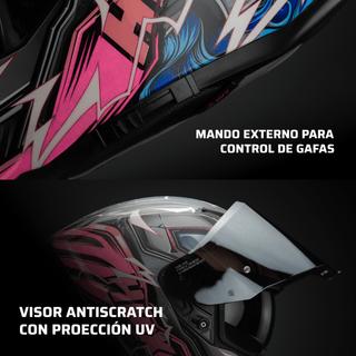 Casco Integral Force Thunder Rosa Acabado Brillo - Casco Para Moto