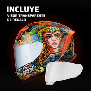 Casco Integral Force Valkyrie Naranja Acabado Brillo - L-Grande - Casco Para Moto